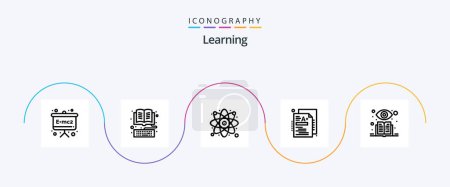 Illustration for Learning Line 5 Icon Pack Including supervised. knowledge. research. grade. test - Royalty Free Image