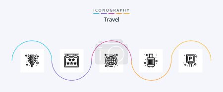 Téléchargez les illustrations : Pack Icône Travel Line 5 Y compris beaucoup. touriste. global. bagages. bagages - en licence libre de droit