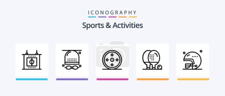 Ilustración de Deportes y Actividades Línea 5 Icon Pack Incluyendo juego. actividades. juego. juego. Atletismo. Diseño de iconos creativos - Imagen libre de derechos