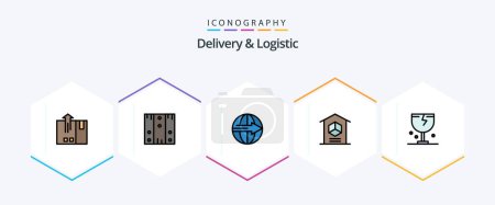 Ilustración de Delivery And Logistic 25 FilledLine icon pack including logistic. delivery. stock. service. export - Imagen libre de derechos