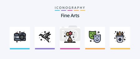 Téléchargez les illustrations : Fine Arts Line Rempli Pack de 5 icônes comprenant l'art. design. peinture. Coupez. peinture. Icônes créatives Design - en licence libre de droit