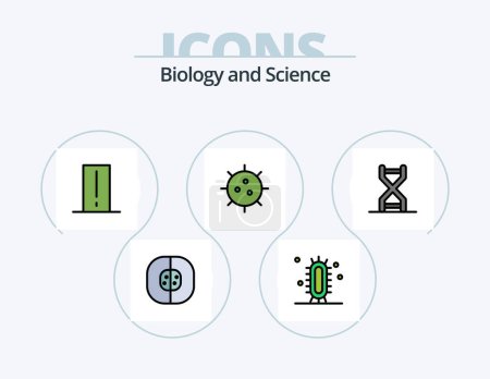 Téléchargez les illustrations : Biology Line Filled Icon Pack 5 Icon Design. light mete. electronics. biology. device. study - en licence libre de droit