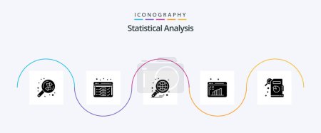 Téléchargez les illustrations : Statistical Analysis Glyph 5 Icon Pack Including descriptive statistics. data computation. analysis. business research. report - en licence libre de droit