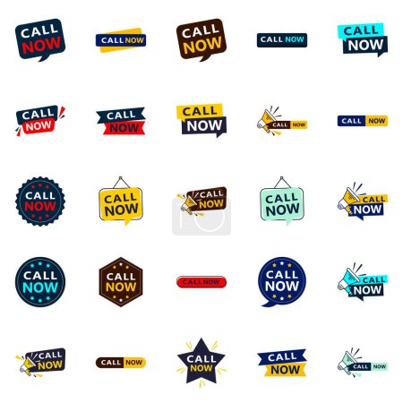 Ilustración de Call Now 25 Fresh Typographic Designs for an updated call to action campaign - Imagen libre de derechos