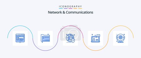 Ilustración de Network And Communications Blue 5 Icon Pack Including user. support. documents. secure. website - Imagen libre de derechos