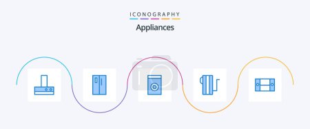 Illustration for Appliances Blue 5 Icon Pack Including furniture. cabinet. appliances. heater. electric - Royalty Free Image