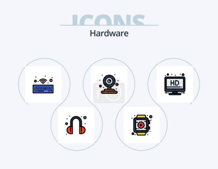 Illustration for Hardware Line Filled Icon Pack 5 Icon Design. . tv. hardware. television. switch - Royalty Free Image