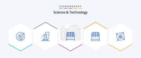 Illustration for Science And Technology 25 Blue icon pack including modeling application. computer graphics. science of matter. test tube. lab flask - Royalty Free Image