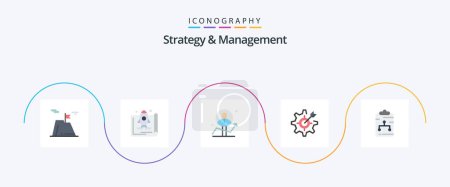 Illustration for Strategy And Management Flat 5 Icon Pack Including gear. configure. marketing. success. chart - Royalty Free Image
