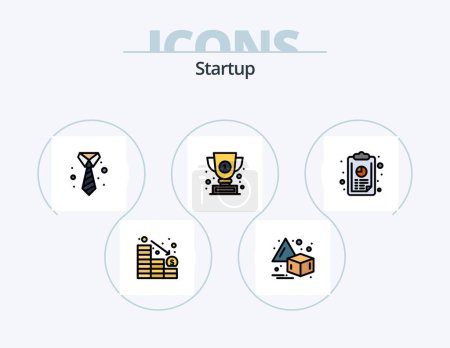 Téléchargez les illustrations : Startup Line Filled Icon Pack 5 Icon Design. target. arrow. creative. mobile shop. commerce - en licence libre de droit