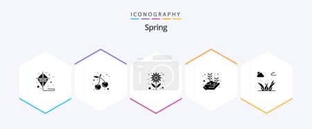 Illustration for Spring 25 Glyph icon pack including green. grass. summer. growing hand. plant - Royalty Free Image