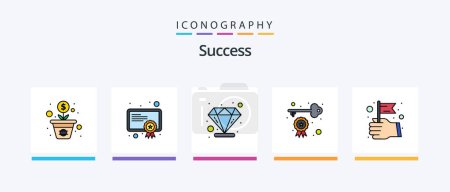 Ilustración de Línea de suceso llena paquete de 5 iconos que incluye el éxito. carrera. Listo. oportunidad. La llave. Diseño de iconos creativos - Imagen libre de derechos
