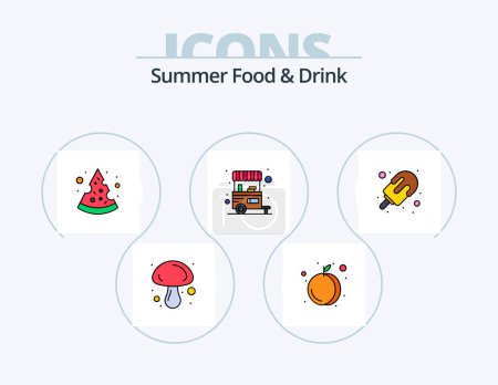 Illustration for Summer Food and Drink Line Filled Icon Pack 5 Icon Design. fast food. ice. cream. dessert. ice cream - Royalty Free Image
