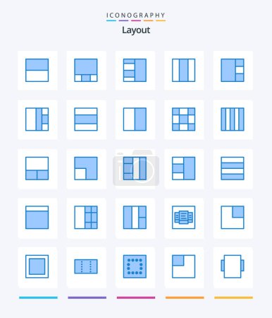 Ilustración de Diseño creativo 25 Azul icono paquete Tal como escala. minimizar. mesa. disposición. disposición - Imagen libre de derechos
