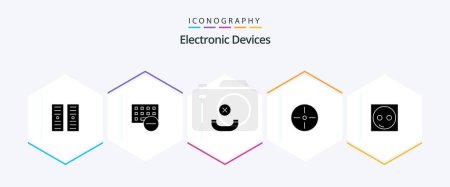 Illustration for Devices 25 Glyph icon pack including electronic. devices. call. technology. film - Royalty Free Image