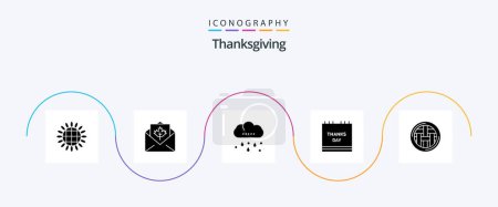 Téléchargez les illustrations : Pack d'icônes Glyphe 5 de Thanksgiving incluant Thanksgiving. vacances. thanksgiving. célébration. Action de grâces - en licence libre de droit