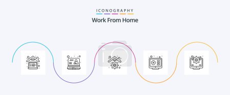 Illustration for Work From Home Line 5 Icon Pack Including tutorial. online. web. internet. management - Royalty Free Image