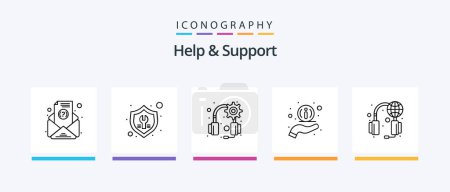 Téléchargez les illustrations : Help And Support Line 5 Icon Pack Including support. question. phone. help. headphones. Creative Icons Design - en licence libre de droit