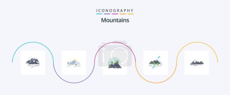 Ilustración de Mountains Flat 5 Icon Pack Including hill. sun. landscape. mountain. landscape - Imagen libre de derechos
