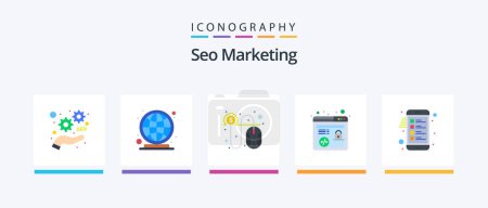 Illustration for Seo Marketing Flat 5 Icon Pack Including mobile. checklist. click. browser seo. http. Creative Icons Design - Royalty Free Image