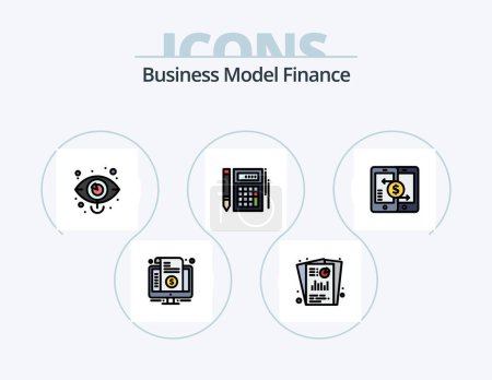 Téléchargez les illustrations : Finance Line Filled Icon Pack 5 Icon Design. deposit. bank. marketing. funds. crowdsourcing - en licence libre de droit
