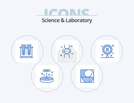 Illustration for Science Blue Icon Pack 5 Icon Design. biology. inheritance. chemistry. genetics. tube - Royalty Free Image
