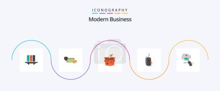 Ilustración de Modern Business Flat 5 Icon Pack Including product release. business. business. box. money - Imagen libre de derechos