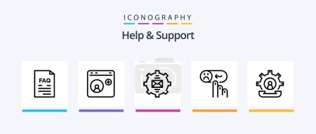 Téléchargez les illustrations : Help And Support Line 5 Icon Pack Including email. communication. help. support. file. Creative Icons Design - en licence libre de droit