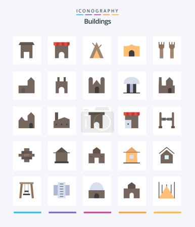 Illustration for Creative Buildings 25 Flat icon pack  Such As factory. court of law. castle building. court building. building - Royalty Free Image