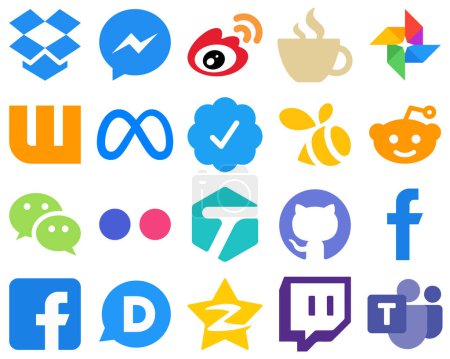 Ilustración de 20 Linear Design Flat Social Media Icons reddit. twitter verified badge. caffeine. facebook and wattpad icons. Gradient Social Media Icon Set - Imagen libre de derechos