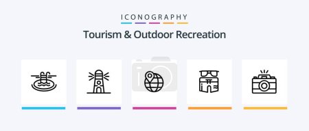 Illustration for Tourism And Outdoor Recreation Line 5 Icon Pack Including bag . picture. swimming. photo. camera. Creative Icons Design - Royalty Free Image