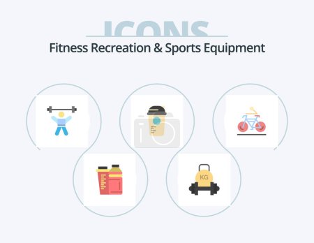 Illustration for Fitness Recreation And Sports Equipment Flat Icon Pack 5 Icon Design. recreation. bottle. kettlebell. gym. avatar - Royalty Free Image
