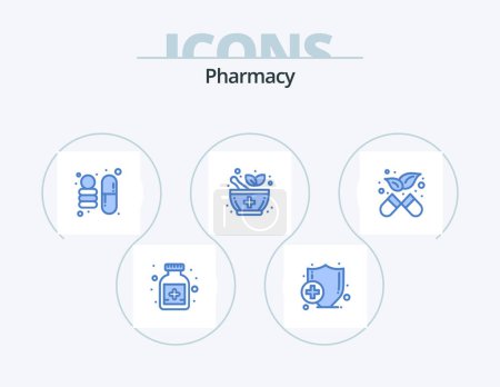 Ilustración de Pharmacy Blue Icon Pack 5 Icon Design. . . space. pharmacy. alternative - Imagen libre de derechos