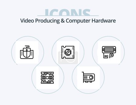 Ilustración de Línea de producción de vídeo y hardware informático Icon Pack 5 Icon Design. Ordenador. caja. La llave. atx. transformador - Imagen libre de derechos