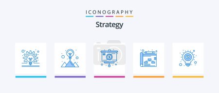 Illustration for Strategy Blue 5 Icon Pack Including seo. idea. presentation. strategy. business. Creative Icons Design - Royalty Free Image