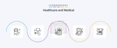 Illustration for Medical Line 5 Icon Pack Including rx. pharmacy. smoking. online. medical - Royalty Free Image