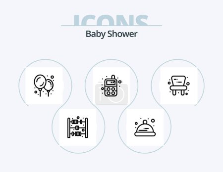 Téléchargez les illustrations : Ligne de douche bébé Icône Pack 5 Icône Design. tout-petit. Bébé. Enfant. Enfant. bébé - en licence libre de droit