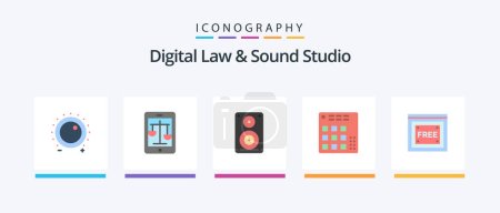 Illustration for Digital Law And Sound Studio Flat 5 Icon Pack Including dj. audio. legal. professional. loudspeaker. Creative Icons Design - Royalty Free Image