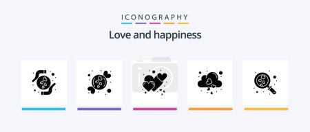 Téléchargez les illustrations : Pack d'icônes Love Glyph 5 Y compris l'amour. tomber. coeur. amour. nuage. Icônes créatives Design - en licence libre de droit