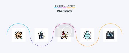 Illustration for Pharmacy Line Filled Flat 5 Icon Pack Including digital. pharmacy. capsule. glass. medicine - Royalty Free Image