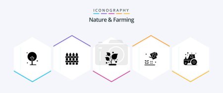 Illustration for Nature And Farming 25 Glyph icon pack including farm. sprinkier. grow. nature. farming - Royalty Free Image