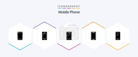 Téléchargez les illustrations : Mobile Phone 25 Glyph icon pack including . android. - en licence libre de droit