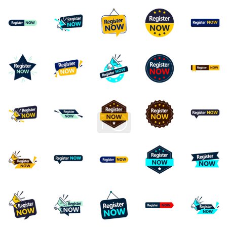 Téléchargez les illustrations : 25 Versatile Typographic Banners for promoting registration across media - en licence libre de droit