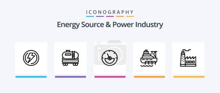 Téléchargez les illustrations : Energy Source And Power Industry Line 5 Icon Pack Including construction. drop. energy. oil. gasoline. Creative Icons Design - en licence libre de droit