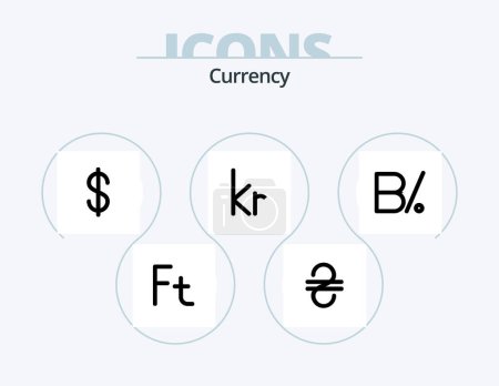Illustration for Currency Line Icon Pack 5 Icon Design. hungary. forint. currency. currency. ghanaian - Royalty Free Image
