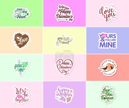 Illustration for Valentine's Day Graphics Stickers to Share Your Love and Affection - Royalty Free Image