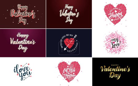 Illustration for Happy Valentine's Day typography poster with handwritten calligraphy text. isolated on white background vector illustration - Royalty Free Image