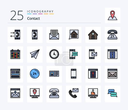 Illustration for Contact 25 Line Filled icon pack including communication. anytime. envelope. home. conversation - Royalty Free Image