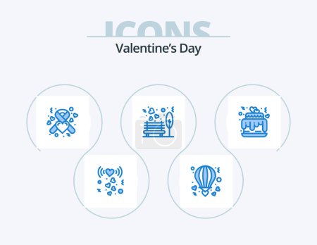 Téléchargez les illustrations : Valentines Day Blue Icon Pack 5 Icon Design. arbre. à l'extérieur. valentine. amour. ruban - en licence libre de droit