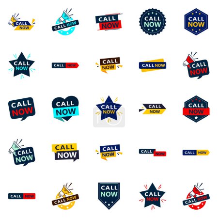 Illustration for Call Now 25 Fresh Typographic Elements for a modern call to action campaign - Royalty Free Image
